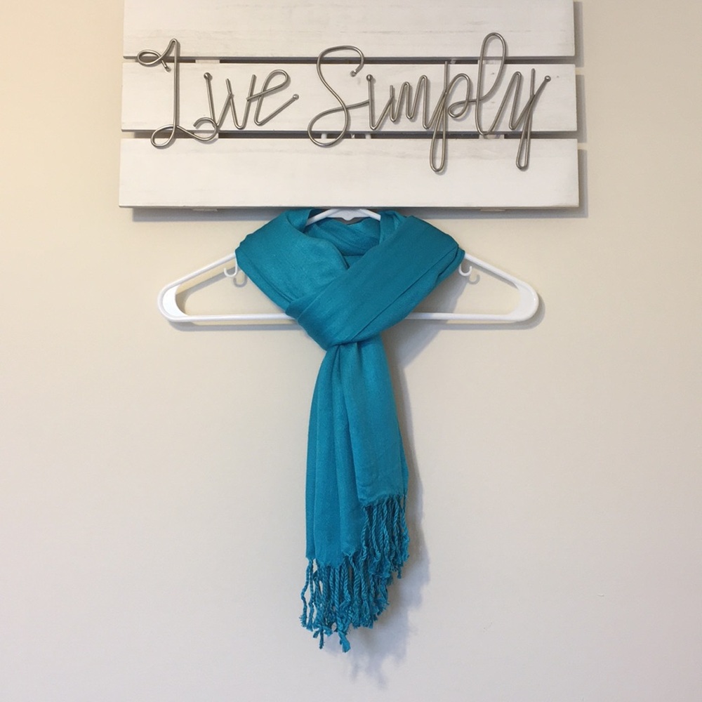 SOLD - Blue Charming Charlie’s Fringe Scarf